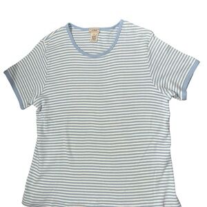 Vintage 90s L.L. Bean Light Blue and White Striped Top size L